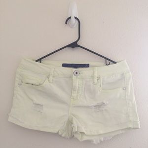 Yellow Distressed Shorts